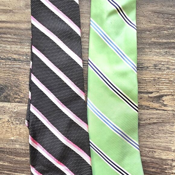 2 Nautica Black and Green Striped Ties - Picture 1 of 2